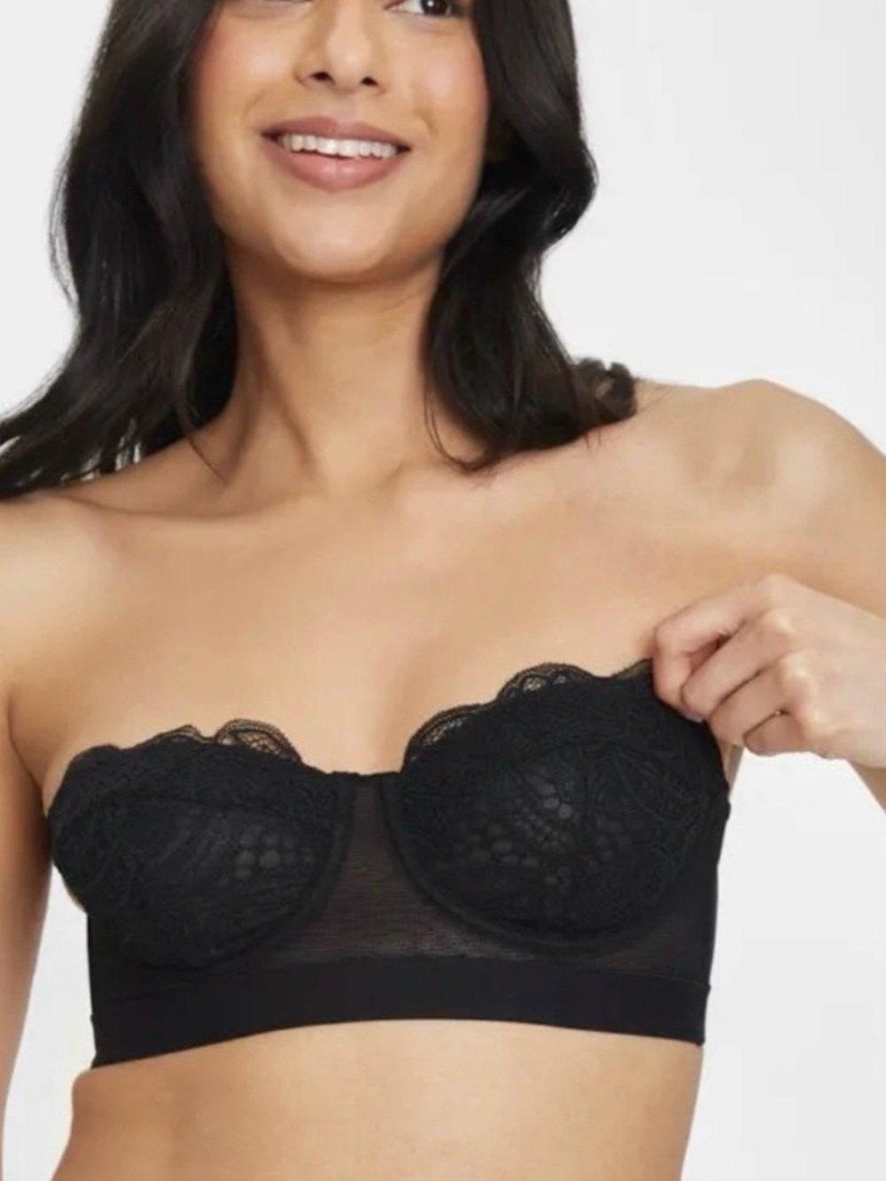 NWT Lively Black Lace Strapless Bra 38D